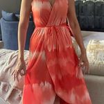 Sweet Pea by Staci Frati Orange Chiffon Summer Maxi Dress Split Front Resortwear Size M Photo 0