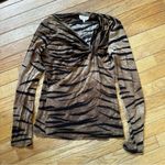 Max Mara  Wool Tiger Stripe Animal Print Top Womens Small Brown Photo 1