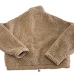 Hollister Sweater Womens Medium Tan Fleece Half Zip Pullover Cozy Faux Fur Photo 2