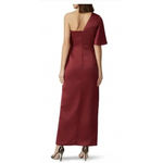 Harlyn Dress Womens‎ XS Burgundy Satin Maxi Side Slit Evening Gown Formal Red Photo 2