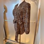 J.Crew Sara Drapey Wrap Brown & Black Leopard Print Blouse w Tie Bow Photo 2