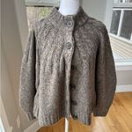Madewell  Harwood Cableknit Mockneck Cardigan Sweater in Heather Otter Sz Small Photo 3