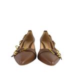 Gianvito Rossi  Clash 55 Brown Leather Pointed Toe Buckle Slip On Heels Pumps 10 Photo 1