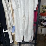 Lulus  Ivory Jacquard Collared Surplice Belted Long Sleeve Jumpsuit Womens XL NWT Photo 11