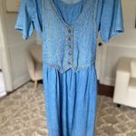 Vintage Friday Wear 100 Cotton Vest Embroidered Cottagecore Boho Prairie Western Blue Size 12 Photo 0