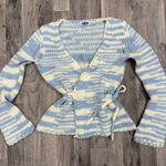 Vintage Coquette pastel Wool Blend wrap bow tie sweater top Blue Size M Photo 0