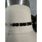 VTG 80s Avant Garde Necklace Black Spiky Plastic/Glass Choker Collar Rhinestone Photo 4