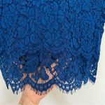 Lulus Heartbeats Blue Eyelash Trim Tiered Lace Blouse Crop Top ONLY Size XL Photo 4
