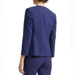 Theory Lindraya B. Blazer Navy Sea Blue Size 4 Collarless Jacket Wool Blend Crop Photo 1
