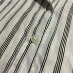 Elizabeth and James  Wide Cuff Striped Button Down White Gray Striped Shirt Large Photo 8