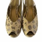 Chico's Chico’s Metallic Animal Print Leopard Peep Toe Wedge Slingback Espadrilles Sz 10 Photo 3