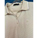 G/FORE Womens Sleeveless Golf Polo Shirt Polka Dot Beige White Trim Large Tan Photo 1