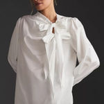 Anthropologie NWT  Maeve poplin tie blouse‎ white Photo 0