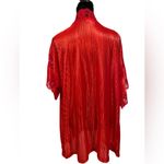 Nite Images Vintage Lipstick Sultry Red Satin Silky Shimmer Striped Lace Robe Size L Photo 5