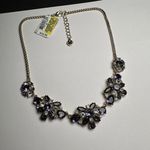 Charter Club Purple & Blue Rhinestone Gold Tone Necklace Adjustable Length $34 Photo 0