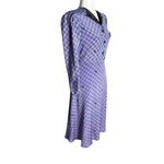 Vintage 80s Vivians Playboy Button Up Shirt Dress Medium Purple Check Bunny Photo 5