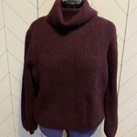 Topshop  Womens 12 Maroon Long Puff Sleeve Chunky Turtleneck Pullover Sweater Photo 0