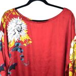 Soft Surroundings  Women’s Fantasia Floral Silky Pullover Blouse Red Size Small Photo 2