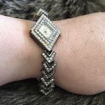 Vintage 80s Parmex rhinestone chevron link watch Photo 0