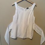 Ann Taylor Factory Cotton Wide Strap Sleeveless Shirt White Tie Women’s 6 Beach Photo 1