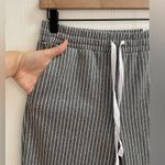 Loft  Soft Knit Tapered Pull-On Elastic Drawstring Pant Gray White Pinstripe XSP Photo 7