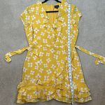 Bardot  Abstract Daisy Mini Yellow Floral Ruffle Spring Tiered Dress Women 10 Photo 5