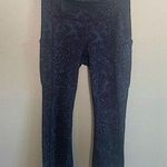 Lululemon  Wunder Under Black Blue Floral High Rise Mid Calf Yoga Legging SZ 4 Photo 0