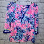 Lilly Pulitzer Women Fan Sea 001394 Periwinkle Waverly Top Blouse Size XS Floral Photo 4