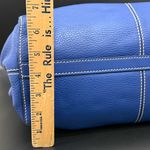 TOD’S Blue Pebbled Leather Contrast Stitch Button Snap Closure Satchel Crossbody Photo 11