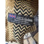 Vintage Scottish Cashmere Patchwork Chevron Scarf Made in Scotland Tan Black Photo 4