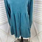 Wild Fable Tiered Mock Neck Sweatshirt Babydoll Dress Teal Small Photo 7