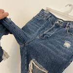 PacSun  High Rise Straight Jeans Ripped Rips High Waisted Raw Hem Cropped Ankle Photo 7