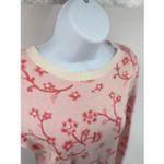 Loft Floral Cherry Blossom Embroidered Pink Cream Women’s Crewneck Sweater Small Photo 4