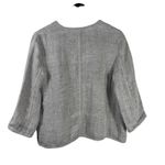 Eileen Fisher  Linen Blend Open Front Jacket Cardigan Gray Check S/P Neutral Photo 5