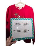 Studio Works VTG  Holiday Noel Festive Sweatshirt Womens XL Red Embroidered 25.5" Photo 5