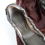 Tod's  Grey Silver Leather Black Buckle Cap Toe Ballerina Flats Photo 9