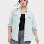 Torrid Taylor Classic Twill Camp Shirt Mint Green Size 0 Large Photo 0
