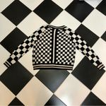 Le Superbe Zephyr Black White Check V-Neck Sweater Cashmere Sparkle Checkered M Photo 11