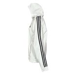 Adidas  White Pullover Hoodie w/ Black Signature 3 Stripe Sleeves Sweatshirt Med Photo 2