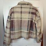 Thread & Supply Cream/Tan/Pink Striped Soft Sherpa Half Zip Pullover Size S GUC Pink Photo 4