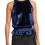 Ramy Brook  Blue Shimmer Velvet Blouse Photo 0
