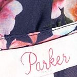 Parker π Floral Silk A-Line V Neck Dress π Scalloped Ruffles π Navy π XS Photo 13