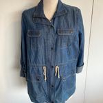 Liz Claiborne  Blue Jean Jacket Shirt Dress with Drawstring Photo 2