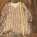 Adrienne  Beige Snake Print Long Sleeve Dress Photo 10