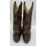 JB Dillon Western Boot Women 6.5 Brown Goat Leather Lizard Inlay JBW2213 Cowgirl Photo 3