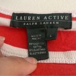 Ralph Lauren Lauren Active  Orange White Striped Crew Neck Short Sleeve Shirt Photo 5