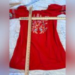 Free People Red Fleur Du Jour off the shoulder embroidered floral dress small Photo 10