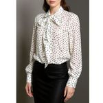 EMERSON FRY Ribbons Blouse, Ivory Dot, Large White Photo 1