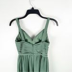 Azazie Eucalyptus A-Line V-Neck Pleated Front Split Chiffon Dress Size A0 Photo 10