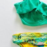 l*space Maaji 2pc Bralette Bikini Size M Lo Rise Bottom Small Green Yellow Floral Boho Photo 1